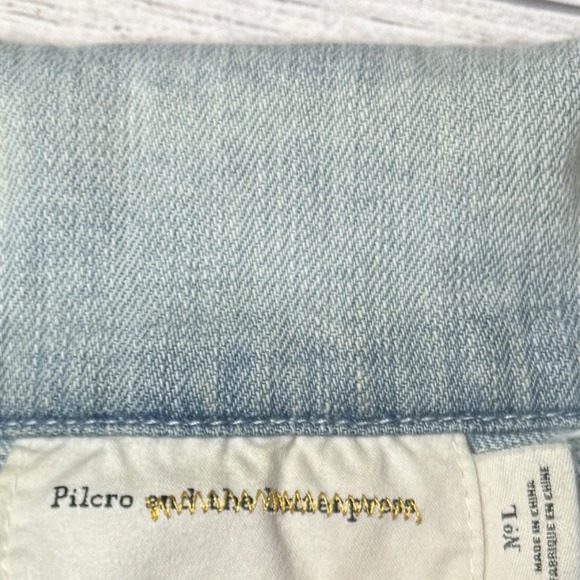 Anthropologie Pilcro & The Letterpress Denim Vest Crochet Back Insert Large Jean - Picture 3 of 4